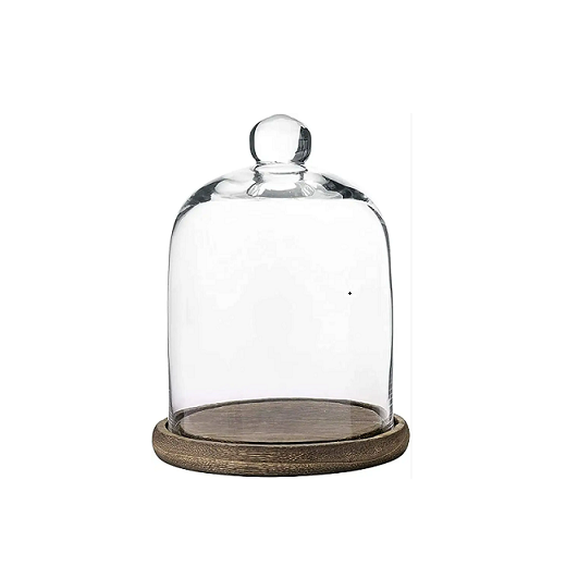 Wholesale Lamp cover Crafts Candle Bell Jar Glass Dome Cap With cork wooden base For Decoration&storage