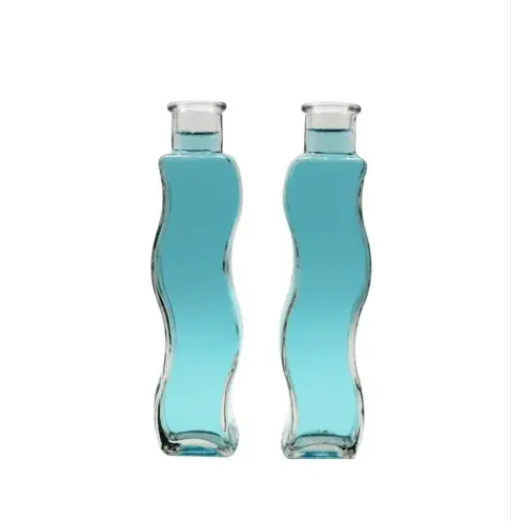 Unique Art Tall Waved Shape Twisted Complementary Bottle Decoration 150ml Paired Glass Vase New Design Bottle