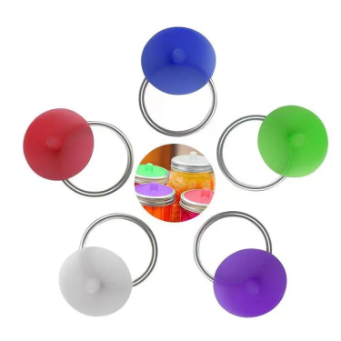 Wholesale 70mm 82mm 86mm Colorful Wide Mouth Fermentation Sealing Lids Separation Lid Silicone lid Mason Jar Glass Jar with Silicone Fermentation Seal Lid