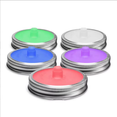 Wholesale 70mm 82mm 86mm Colorful Wide Mouth Fermentation Sealing Lids Separation Lid Silicone lid Mason Jar Glass Jar with Silicone Fermentation Seal Lid