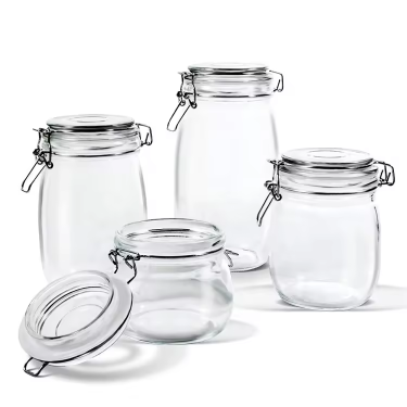 Wholesale Airtight Glass Storage Jars with Clip Lid Top High Quality Clear Canister Food Preserve Container Jars