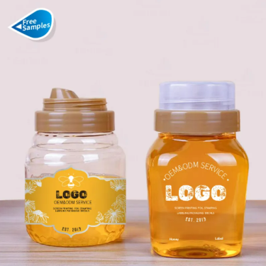 New Arrival 250ml 350ml Glass Honey Jam Syrup Jars Honey Glass Bottles with Plastic Leak-Proof Pour Spout