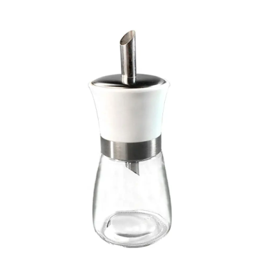 Kitchen Unique Storage Glass Bottle Easy Pour Glass Cooking Oil Bottle For Cooking Soy Vinegar With Stainless Steel Dispenser