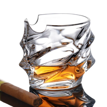 Free Sample Irregular Shape Luxury Wine Glasses Modern Crystal Whiskey Cigar Holder Glass For Drinking Bourbon Irish Whisky