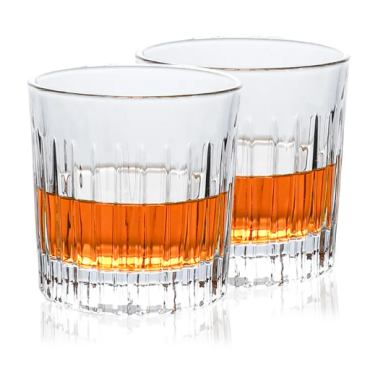 Free Sample Custom Logo Glass Cup High Quality Fashion Crystal Luxury Vertical Striped Whisky Glass For Wine Whiskey