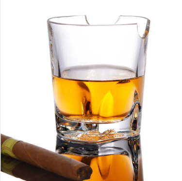 Free Sample Clear Customised Unique Whiskey Glasses Heavy Base Shot Glass Sublimation Cigar Holder Glass Cups For Home Party