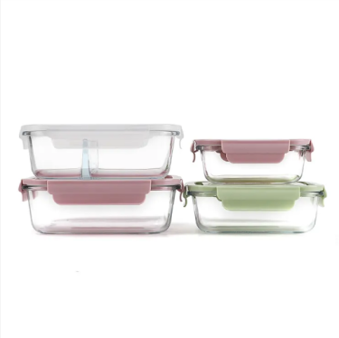 Glass Lunch Box Customized Plastic Lid Storage Glass Food Container