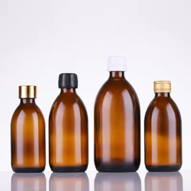 amber liquid soap glass bottle