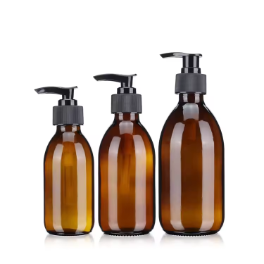 Wholesale 30ml-1000ml Amber Liquid Soap Lotion Shampoo Dispenser Glass Bottle Cosmetic Essetial Oil Boston Bottle With Pump