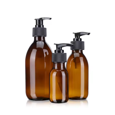 Wholesale 30ml-1000ml Amber Liquid Soap Lotion Shampoo Dispenser Glass Bottle Cosmetic Essetial Oil Boston Bottle With Pump