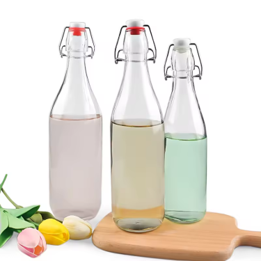 Wholesale 200ml 250ml 500ml 750ml 1000ml Flip Top Cap Swing Top Clear Glass Bottles for Kombucha Tea Beverage Juice Milk