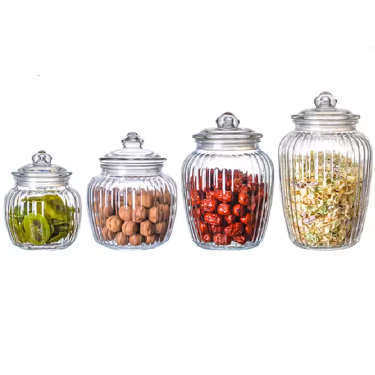 Wholesale 650ml 1250ml 2000ml 2200ml large glass pickle jar food grade storage jar with sealed glass lid for kitchen