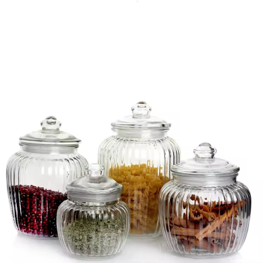 Wholesale 650ml 1250ml 2000ml 2200ml large glass pickle jar food grade storage jar with sealed glass lid for kitchen