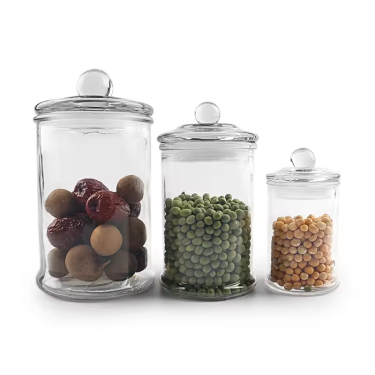 Wholesale small size 120ml 350ml 750ml glass food safe coffee beans nuts herb tea storage jar with sealed glass lid