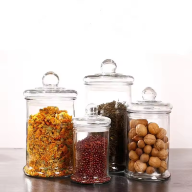 Wholesale small size 120ml 350ml 750ml glass food safe coffee beans nuts herb tea storage jar with sealed glass lid