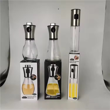 kitchen use 200ml controllable oil spray glass bottle soy sauce vinegar dispenser with stainless steel sprayer