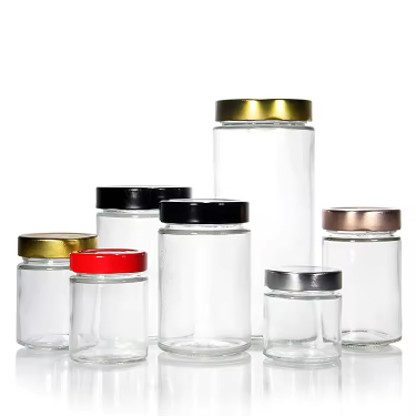 Wholesale 100ml to1000ml sealed round glass storage jar manufacturers with deep metal lid