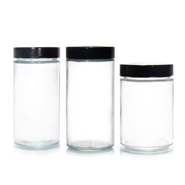 round glass jar with deep lid