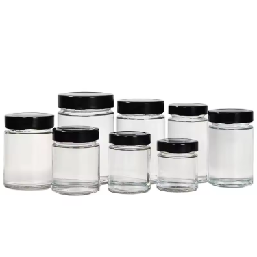 Wholesale 100ml to1000ml sealed round glass storage jar manufacturers with deep metal lid