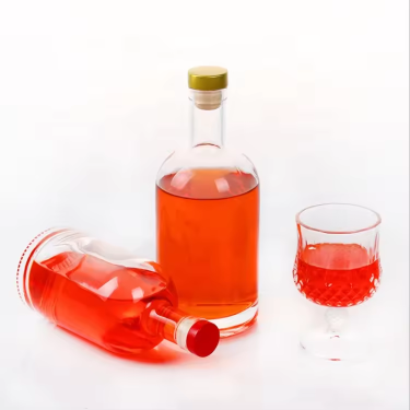 round thick bottom glass wine bottle