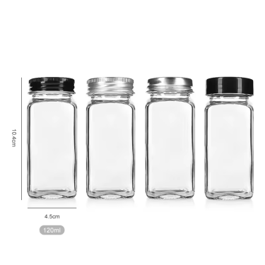 Wholesale 100ml Clear Empty Square Sauce Spice Salt Seasoning Glass Bottle with grinder lid shaker plastic lid