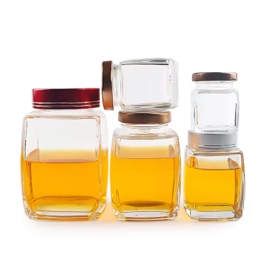 Wholesale High Quality 80ml 120ml 180ml 380ml 750ml High White Square Thick Bottom Honey Jam Cubilose Glass Jar With Lid