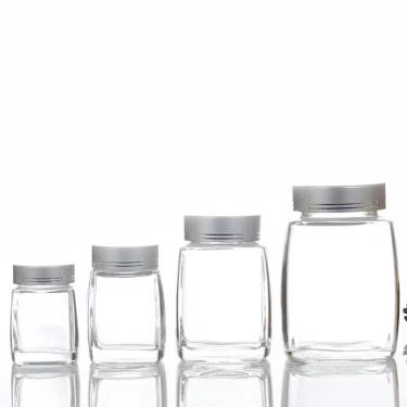 square thick bottom glass food storage jar