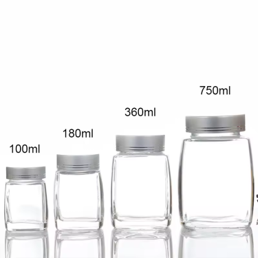 square thick bottom glass food storage jar