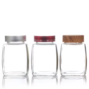 square thick bottom glass food storage jar