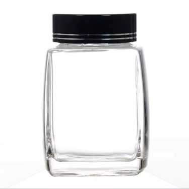 square thick bottom glass food storage jar