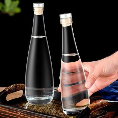 Frosted Transparent Glass Wine Bottle 330ml 500ml Thick Bottom Juice Beverage Fruit Wine Glass Bottle With Cork Or Aluminum Cap