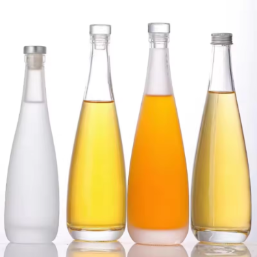 Frosted Transparent Glass Wine Bottle 330ml 500ml Thick Bottom Juice Beverage Fruit Wine Glass Bottle With Cork Or Aluminum Cap
