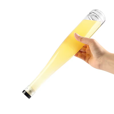 Wholesale 375ml 500ml High Quality Transparent Long Neck Thick Bottom Juice Beverage Wine Whisky Vodka Glass Bottle with Rubber Stopper