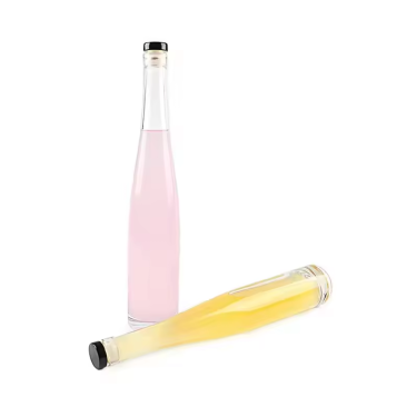 Wholesale 375ml 500ml High Quality Transparent Long Neck Thick Bottom Juice Beverage Wine Whisky Vodka Glass Bottle with Rubber Stopper