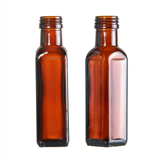 Food Grade 250ml Square Dark Amber Color Syrup Oral Liquid Glass Bottle Olive Oil Bottle
