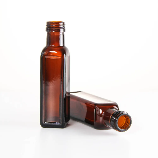 Food Grade 250ml Square Dark Amber Color Syrup Oral Liquid Glass Bottle Olive Oil Bottle