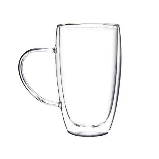 Wholesale Customized 8 oz Borosilicate Double Wall Tea Glass Cup Coffee Cup With Handle with High Quality for Coffee Tea