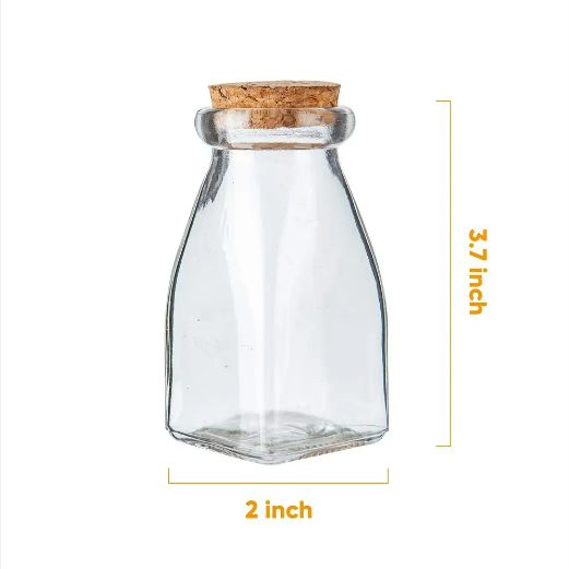 4OZ 12OZ 100ML 350ML Clear Square Pudding Jars Glass Jam Yogurt Jars with Cork Lids