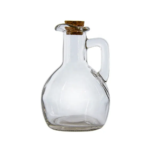 Best Selling extra Clear Glass Cooking Unique Olive Oil Bottle With Handle And Cork Stoppers