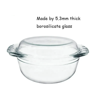 Microwave Dishwasher Safe Small Clear Round High Borosilicate Glass Baking Dish With Lid