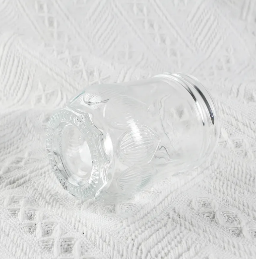 New products 150ml lotus design round shape glass bird nest jar honey jar for sale