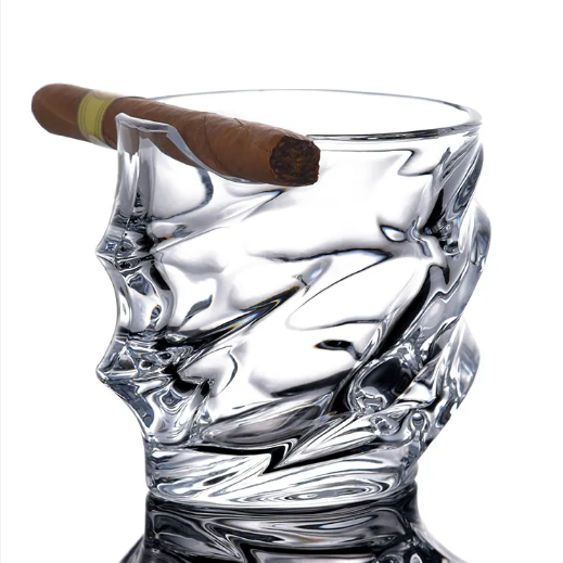 Free Sample Irregular Shape Luxury Wine Glasses Modern Crystal Whiskey Cigar Holder Glass For Drinking Bourbon Irish Whisky