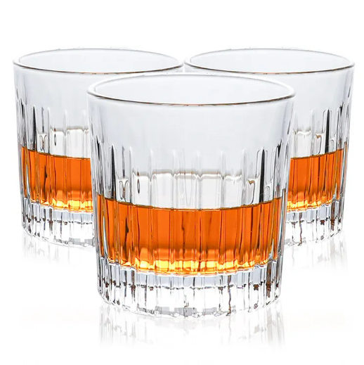 Free Sample Custom Logo Glass Cup High Quality Fashion Crystal Luxury Vertical Striped Whisky Glass For Wine Whiskey