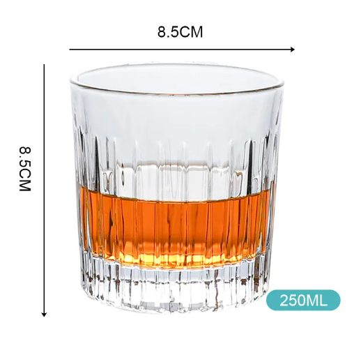 Free Sample Custom Logo Glass Cup High Quality Fashion Crystal Luxury Vertical Striped Whisky Glass For Wine Whiskey