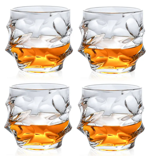 Free Sample Custom European Style Luxury Lead Free Drinking Wine Glasses Whiskey Crystal Cup Special Shape Shot Whiskey Glass