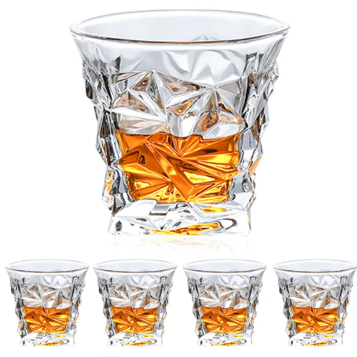 Free Sample Top Seller Luxury Wine Glasses Custom Clear Square Engraved Glass Whisky Crystal Cup For Home Bar Party