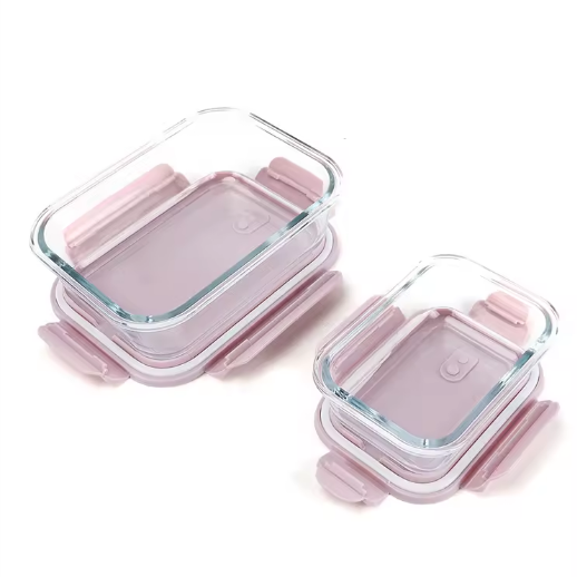 Glass Lunch Box Customized Plastic Lid Storage Glass Food Container