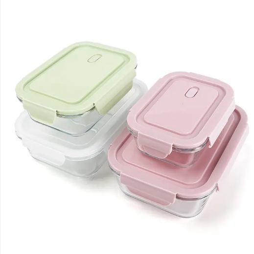 Glass Lunch Box Customized Plastic Lid Storage Glass Food Container