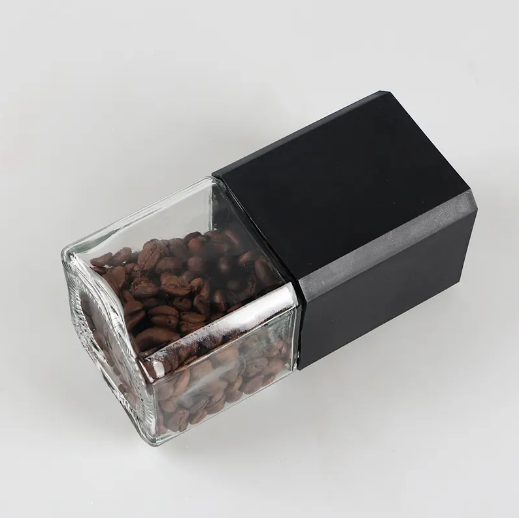 Square shape 500 ml empty glass food storage jar for coffee powder with plastic lid