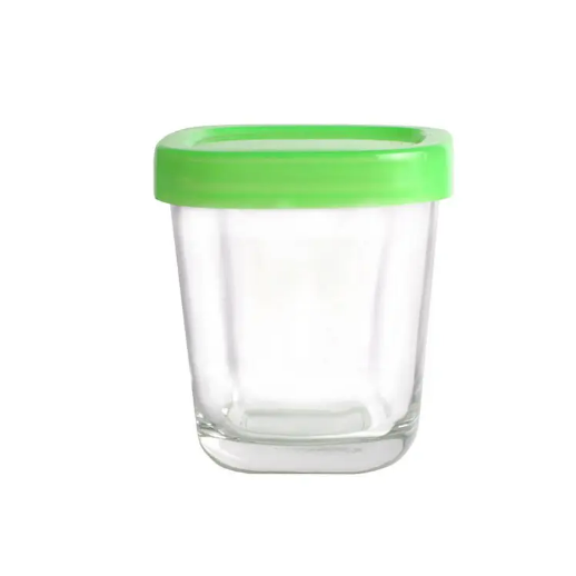 New shape square glass 100 ml pudding jar with plastic cap